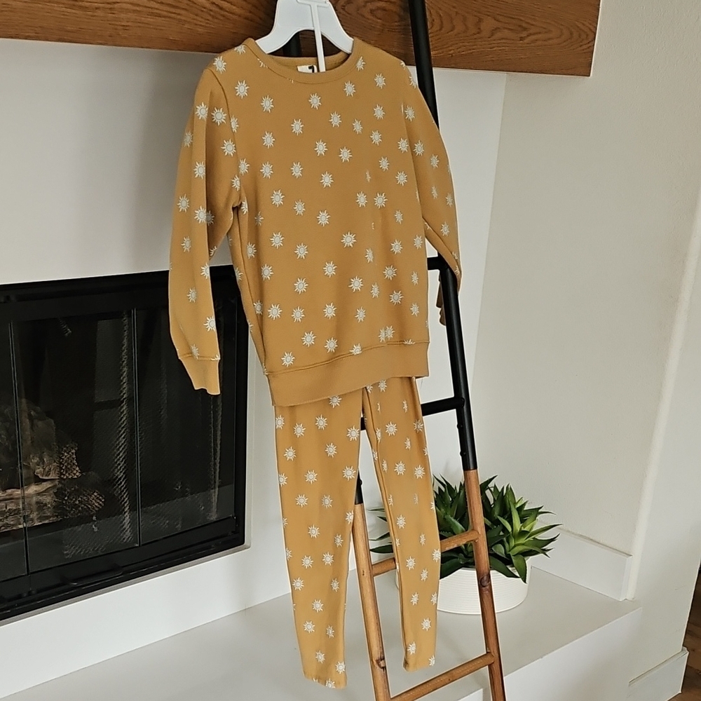 Kids Yellow Pajamas with White Star Pattern